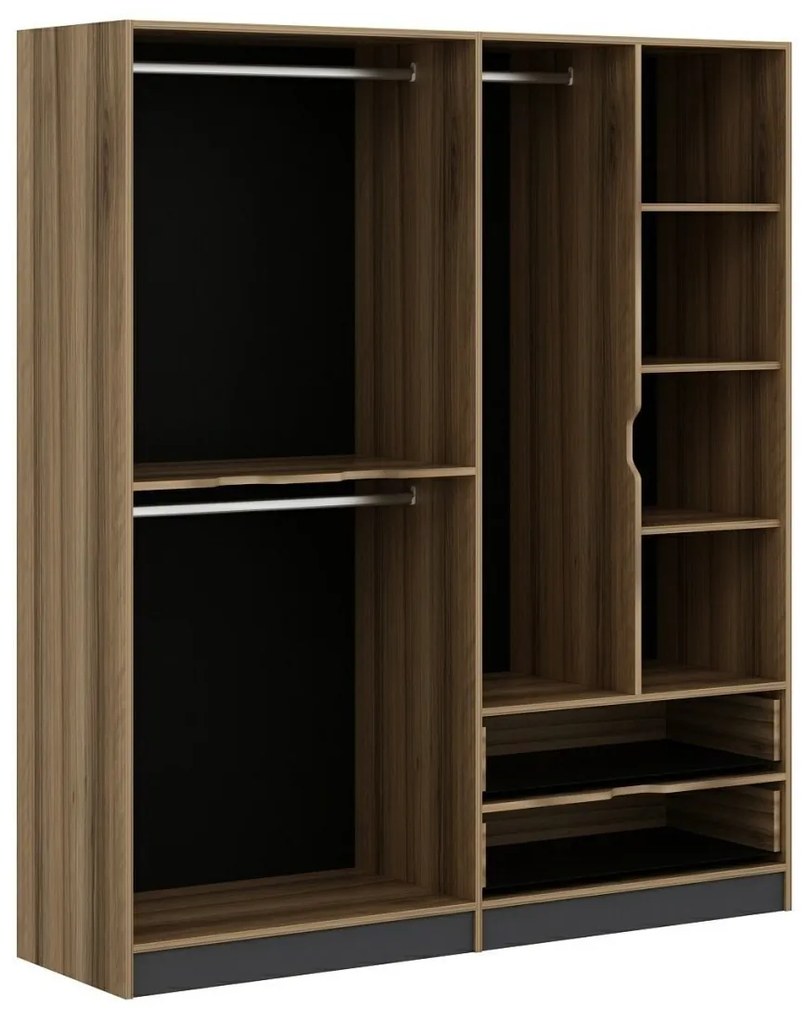 Šatníková skriňa Elina 180 cm grafit/orech