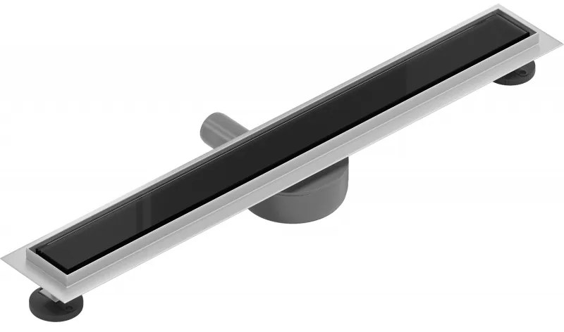 Mexen Flat lineárny nerezový žľab 50 cm, 360 ° sifón, čierne sklo - 1026050-40