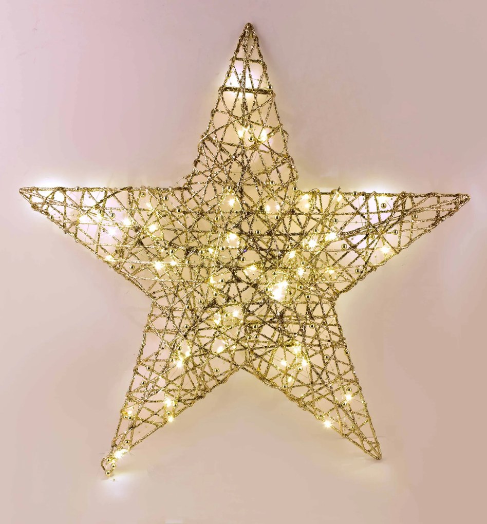 LED vánoční závěsná hvězda SANTA LILA I 45 cm zlatá