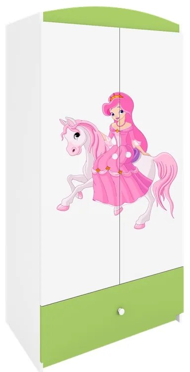 Detská skriňa Babydreams 90 cm princezná zelená