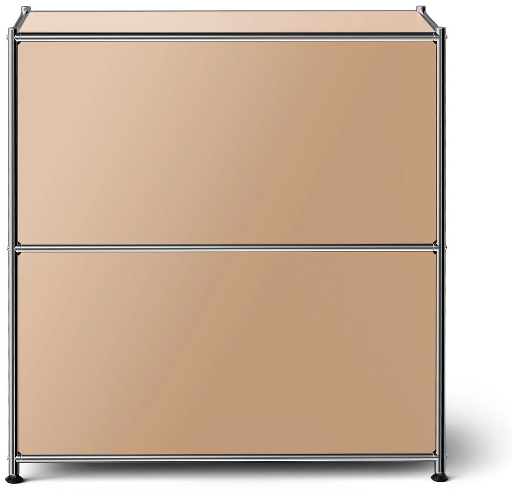 Nízka kovová komoda »CN3« s výklopnými priečinkami, karamelová