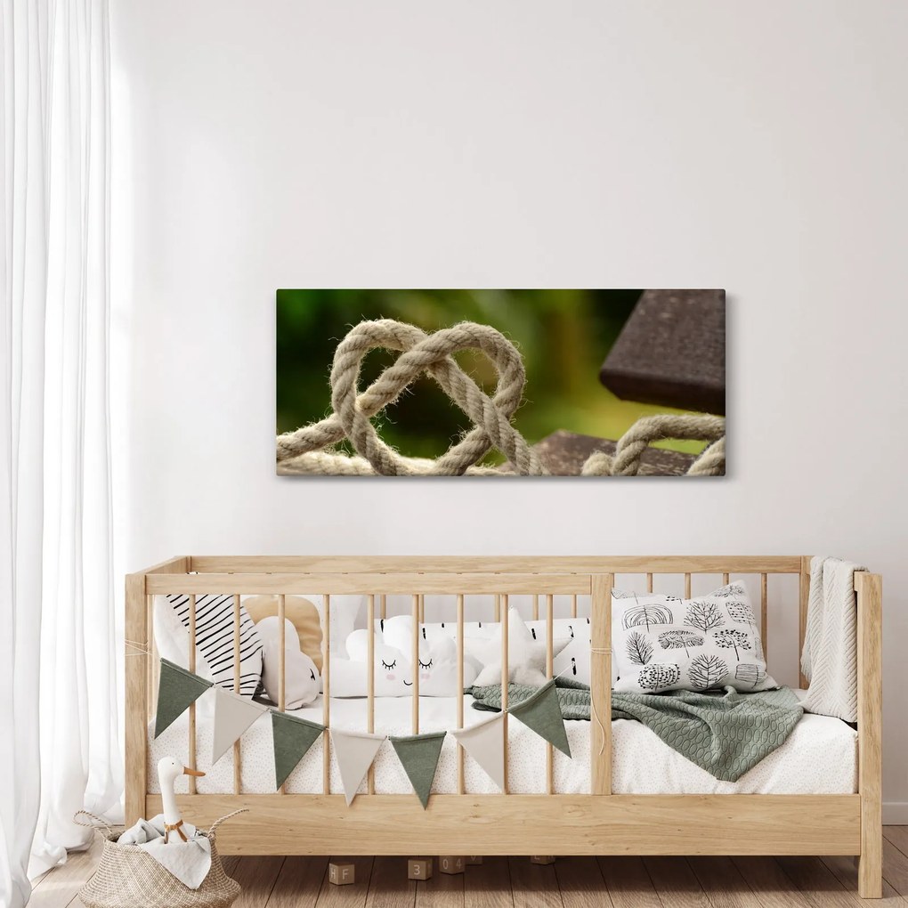 Obraz srdce z lana (120x50 cm)