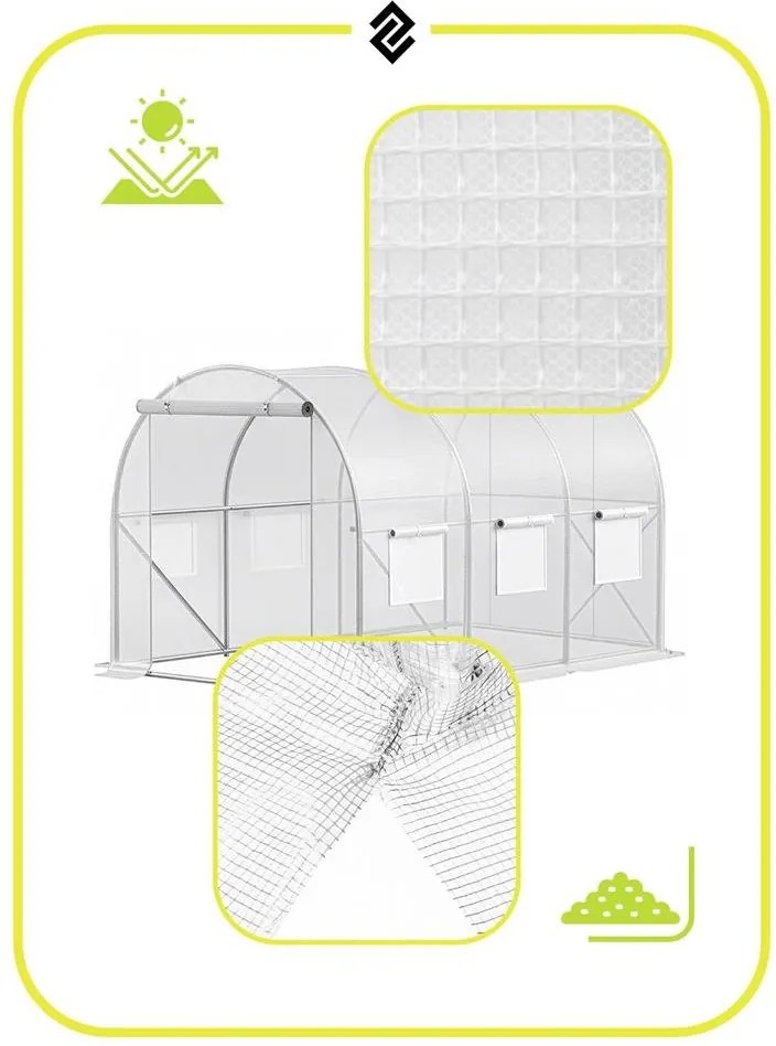 GT0010 Záhradný skleník / fóliovník 3 × 2 × 2 m Springos UV-4, 140 g/m²