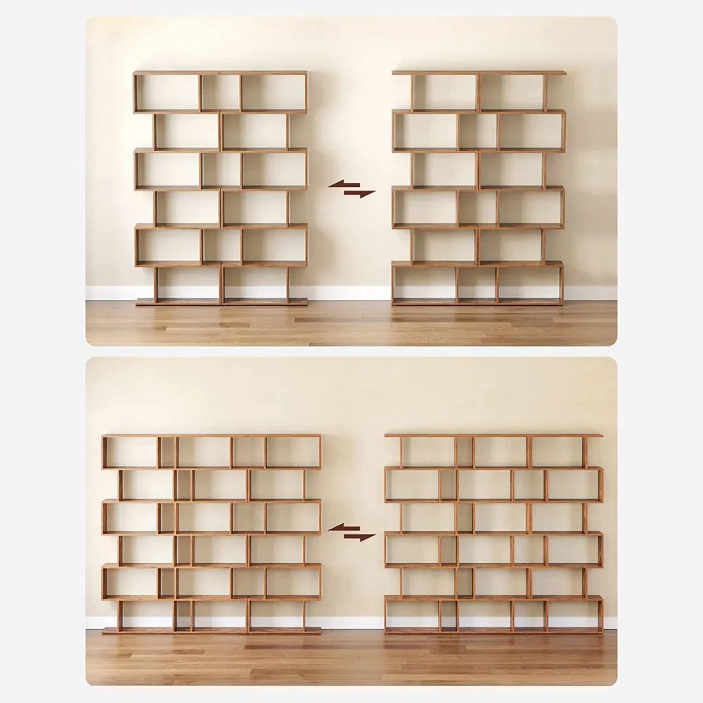 Polica/regál na knihy PRESTON, 70x24x190,5cm, hnedá Vasagle