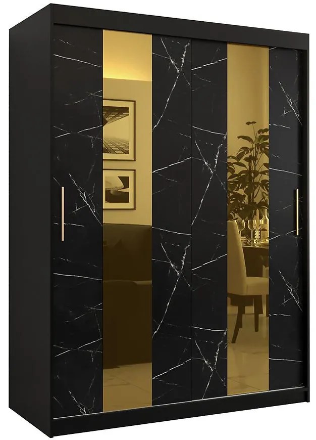 Skriňa Platinum Pole 150 čierna marmur/čierna
