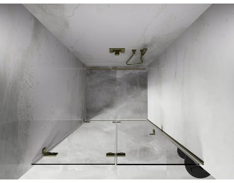 Mexen, Mexen Lunar-F skladacie ľavé sprchové dvere 90 cm, transparentné, brúsené zlaté - 836-090-000-55-00-L