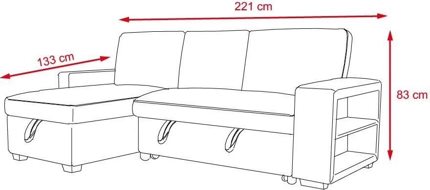 Univerzálna rohová rozkladacia sedacia súprava Catini PORTIVA s úložným priestorom a USB sivá