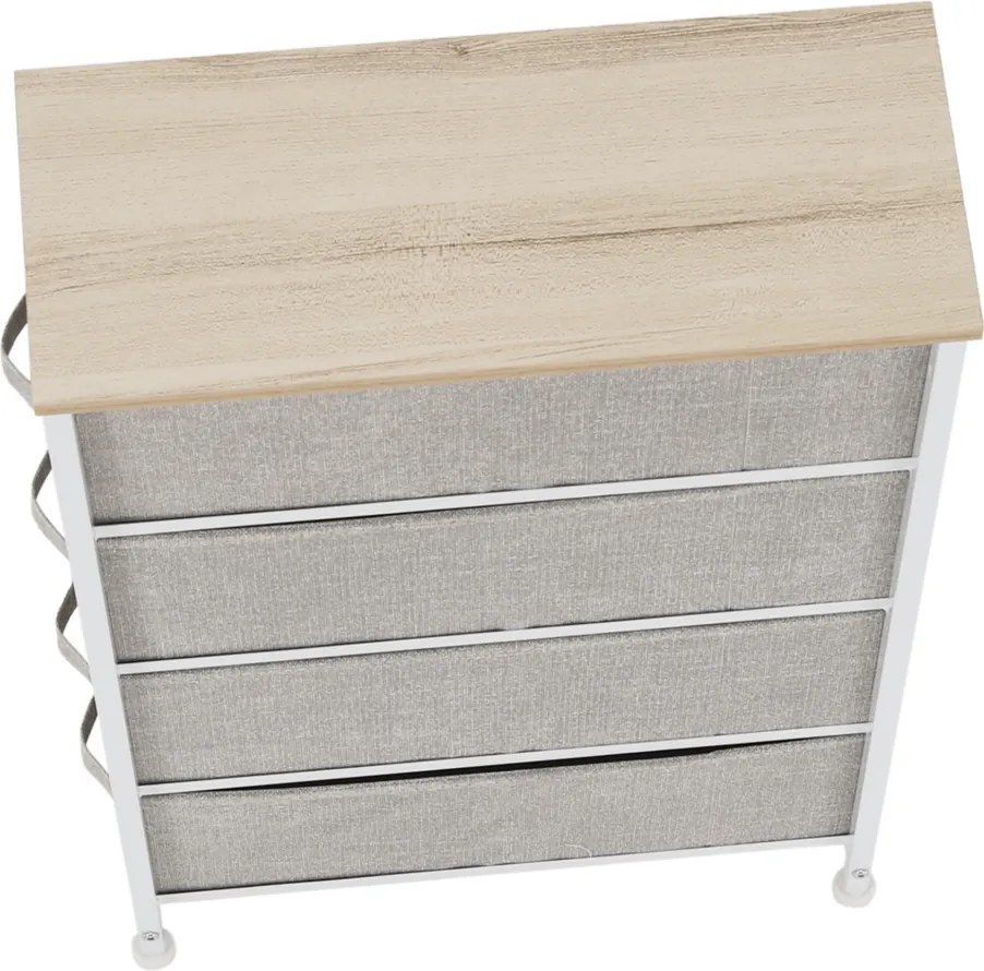 Komoda s látkovými zásuvkami OFELIA, biela