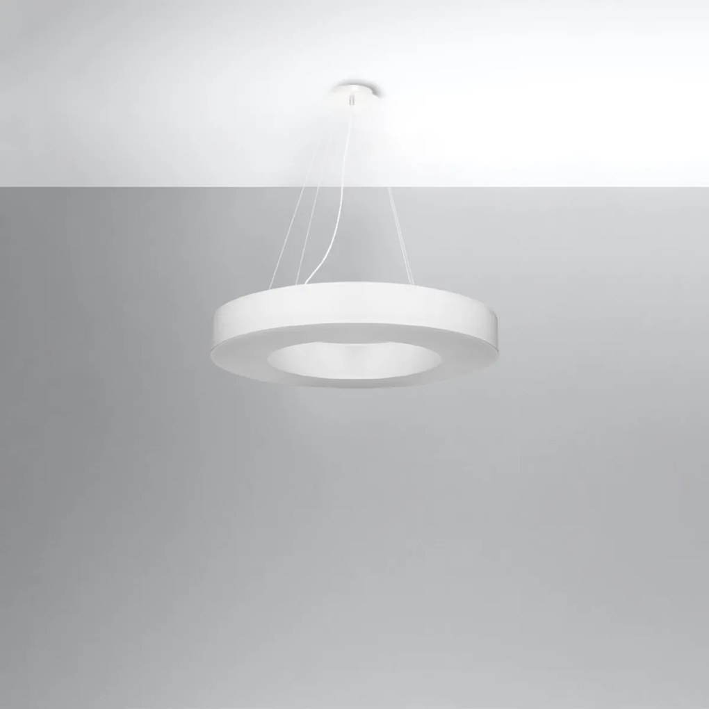 Závesné svietidlo Saturno Slim, 1x biele textilné tienidlo, (biely plast), (fi 70 cm)