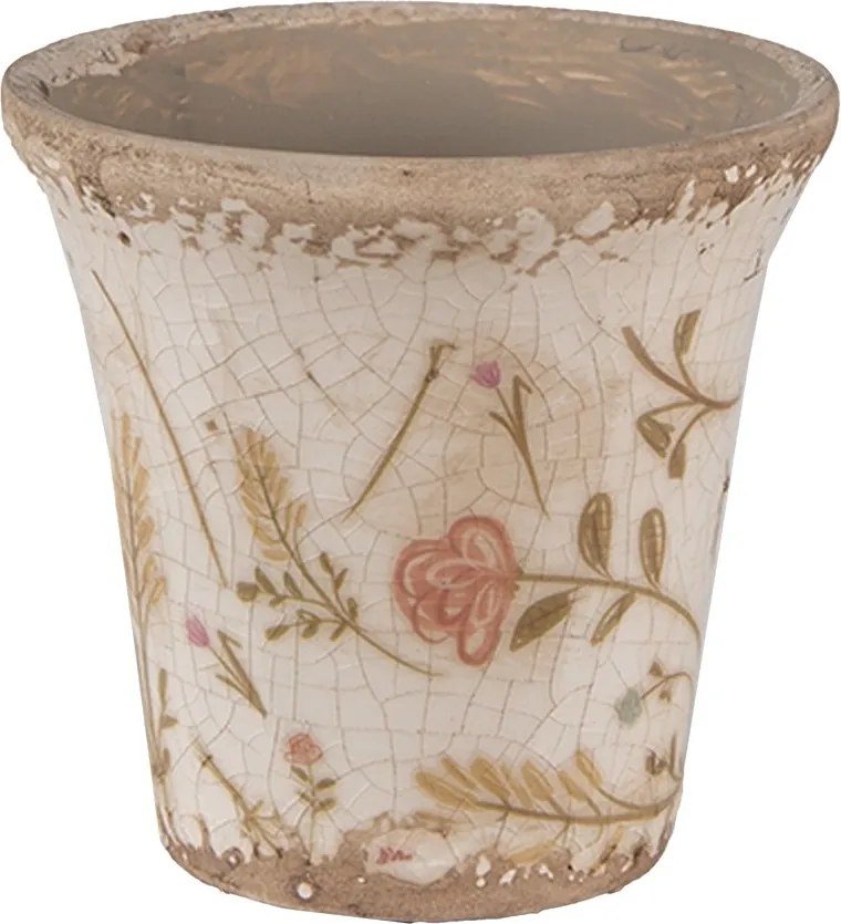 Keramický obal na květináč s kvítky Floral Cartoon S - Ø 9*8 cm