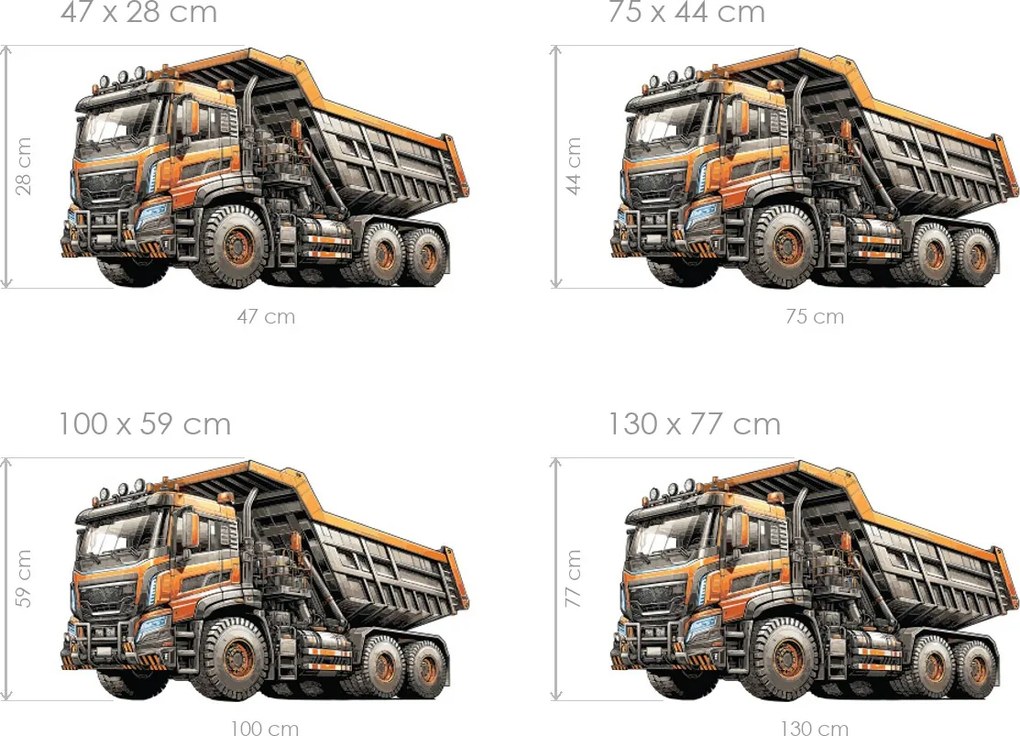 Nákladné auto textilná preliepateľná nálepka na stenu arch 47 x 28 cm