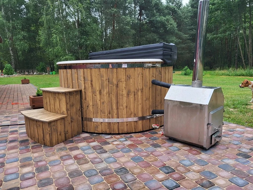 Drevená celoročná záhradná kúpeľná balia s masážou, ruská vírivka 225