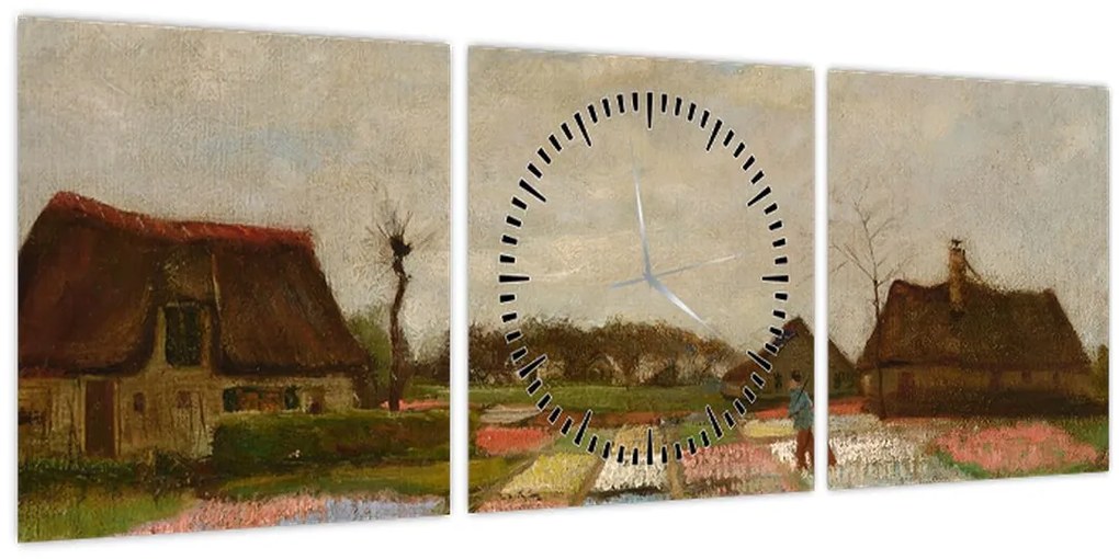 Obraz - Vincent van Gogh, Flower Beds in Holland, reprodukcia (s hodinami) (90x30 cm)