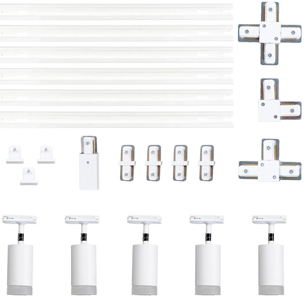 Moderný koľajnicový systém s 5 bodovými svetlami biely 1-fázový - Iconic Jeana