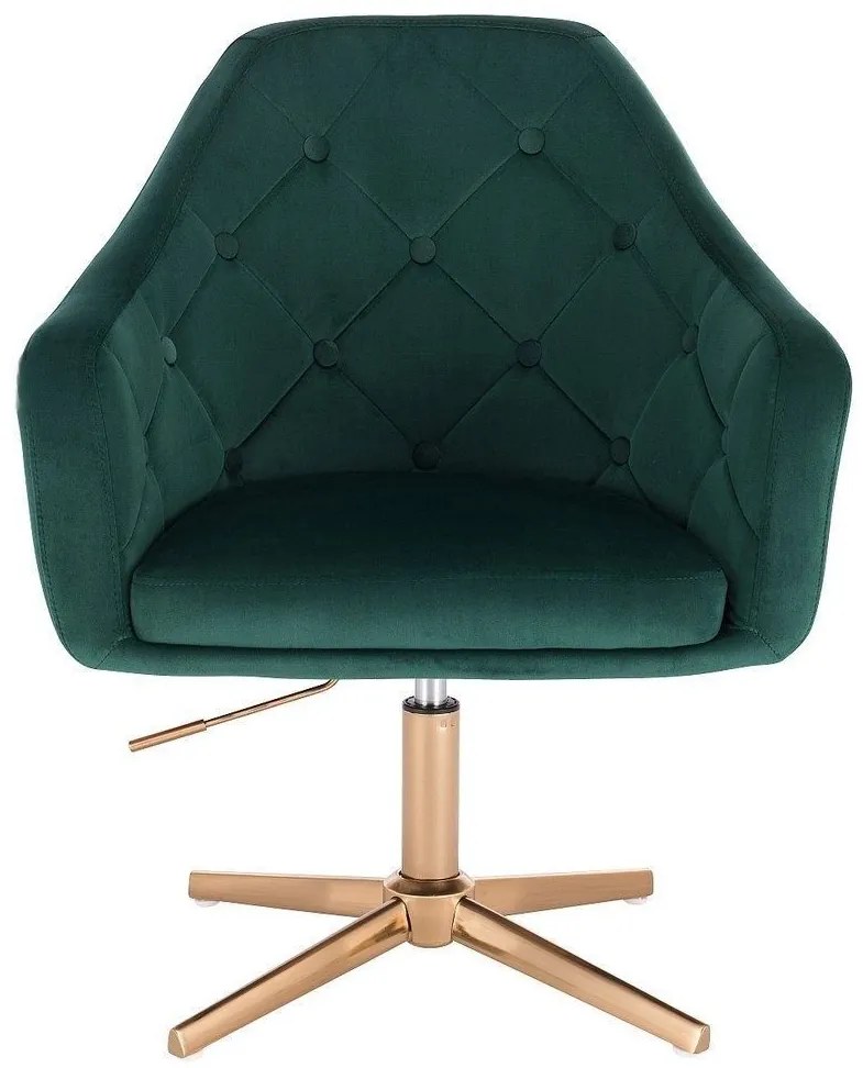LuxuryForm DESIGN Kreslo ANDORA VELUR na zlatom kríži - zelené