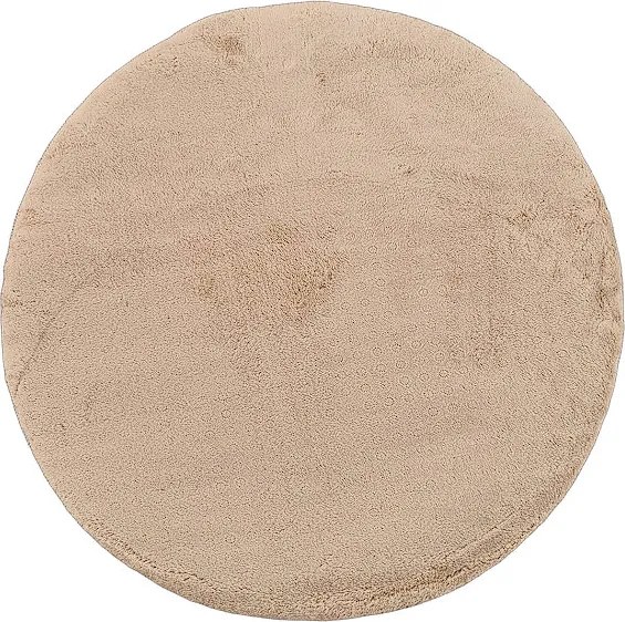 Okrúhly béžový koberec s vysokým vlasom Plush Deluxe Rozmer: 100x100 cm