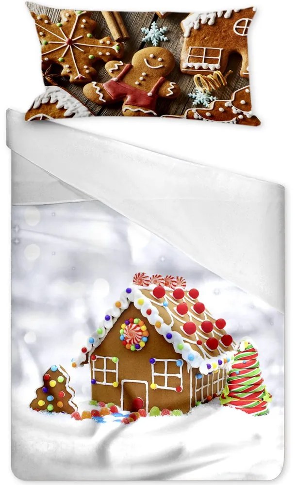 Gipetex Natural Dream 3D talianská obliečka 100% bavlna Pan di Zenzero-Perníková chalúpka - 140x200 / 70x90 cm
