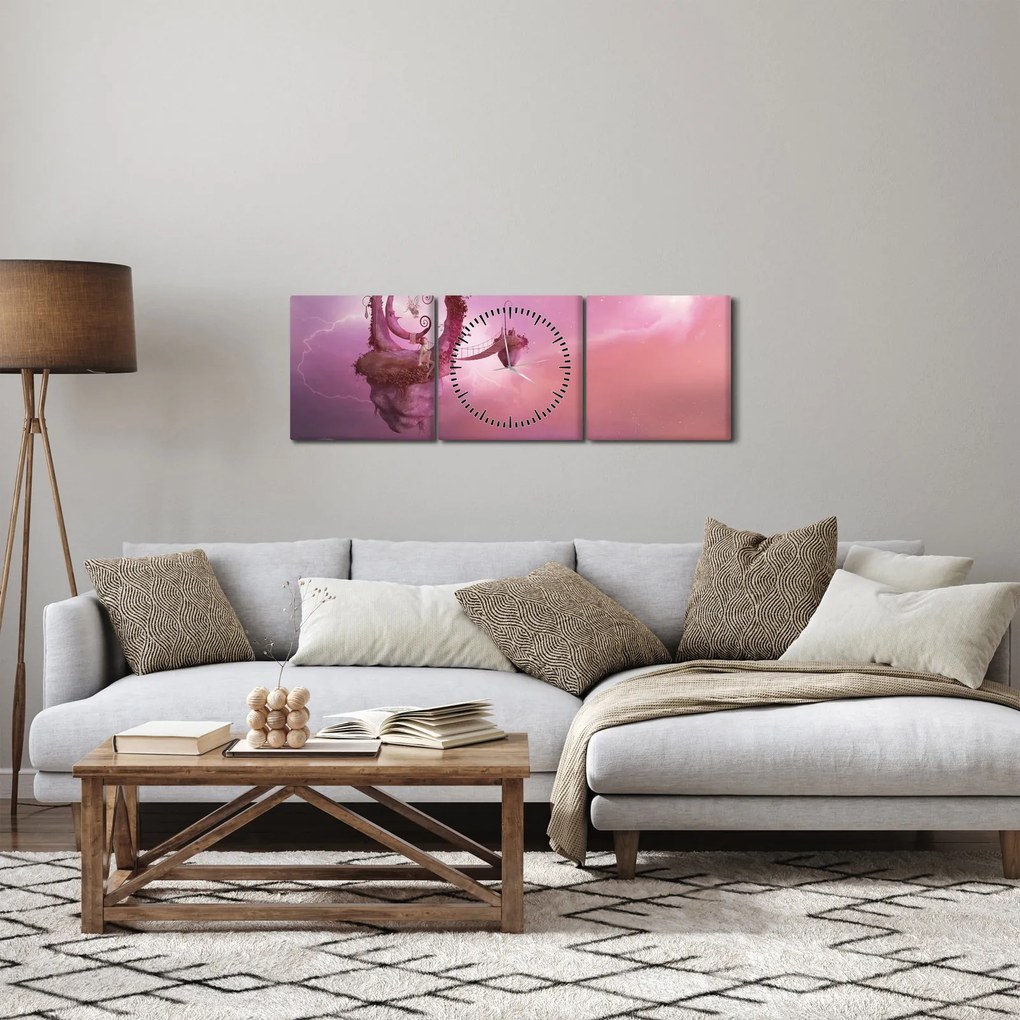 Obraz - Víla na plávajúcom ostrove (s hodinami) (90x30 cm)