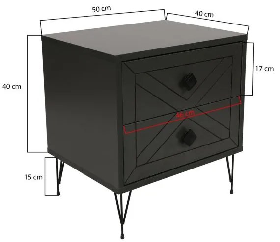 Nočný stolík LUNA, 50 x 55 x 40 cm, antracit