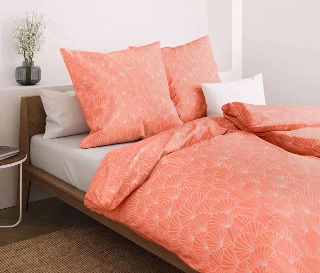 Posteľná bielizeň z mikrovlákna, mušle, koralová, štandardná veľkosť