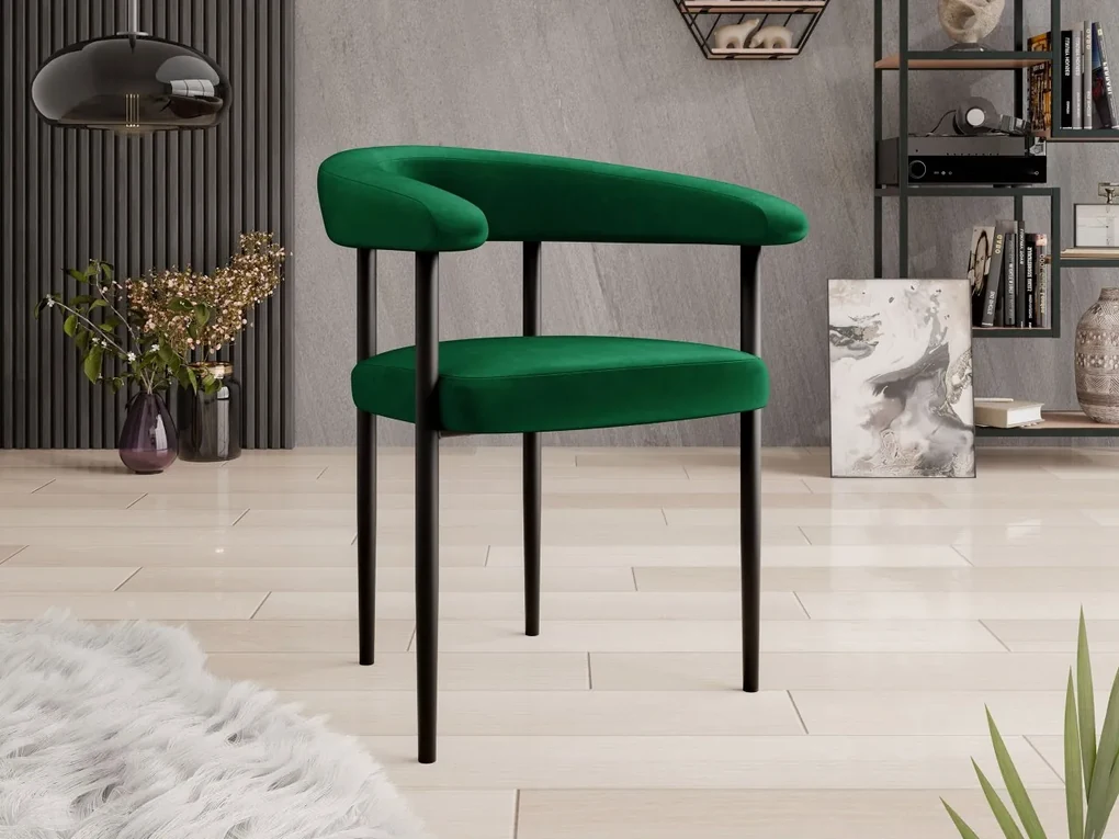 Čalúnená jedálenská stolička Ezukto, Dostupné poťahy: Magic Velvet 2225, Farby: čierna