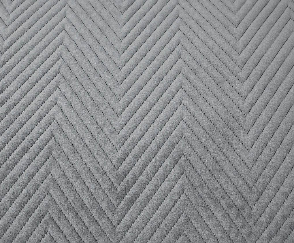 Sivý zamatový prehoz na posteľ ARROW VELVET Rozmer: 220 x 240 cm