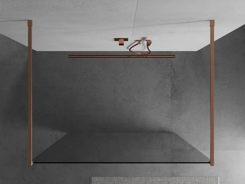 Mexen Kioto, sprchová zástena Walk-In 150 x 200 cm, 8mm číre sklo, medený matný profil, 800-150-002-65-00
