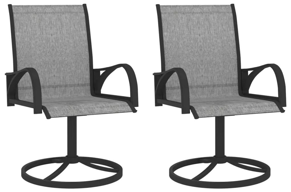 Záhradné otočné stoličky 2 ks textilén a oceľ sivé