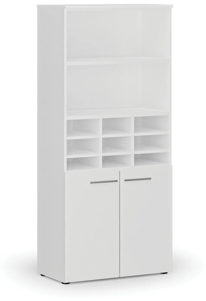 Triediaci regál s dverami PRIMO WHITE, 1781 x 800 x 420 mm, 9 priehradok, biela