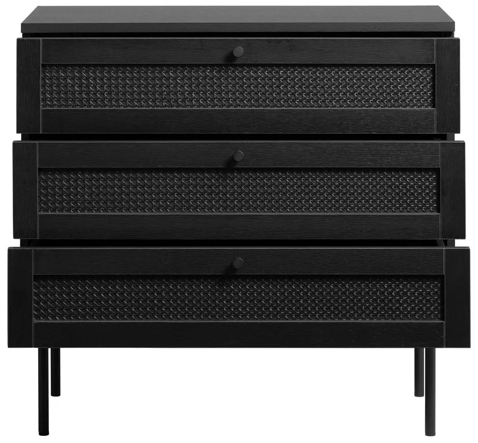 Čierna nízka komoda v dekore duba 80x75 cm Pensacola – Unique Furniture