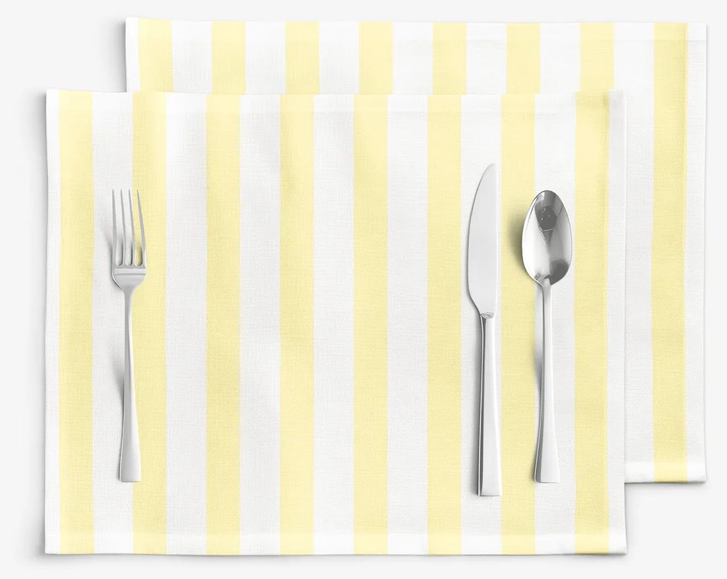 Goldea prestieranie na stôl 100% bavlnené plátno - žlté prúžky - sada 2ks 30 x 40 cm