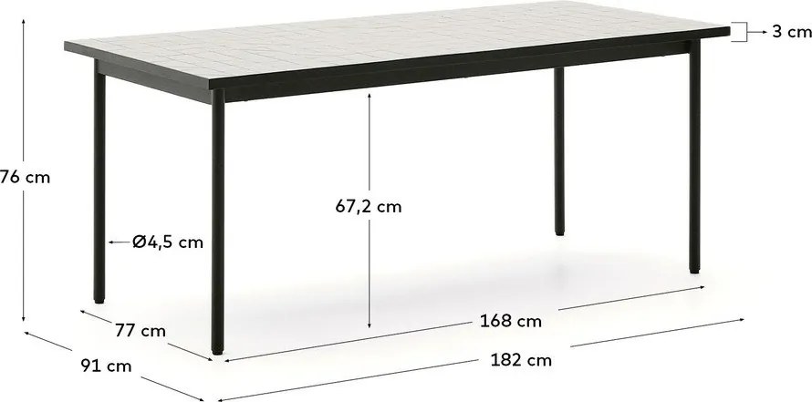 Oceľový záhradný jedálenský stôl 91x182 cm Maurina – Kave Home