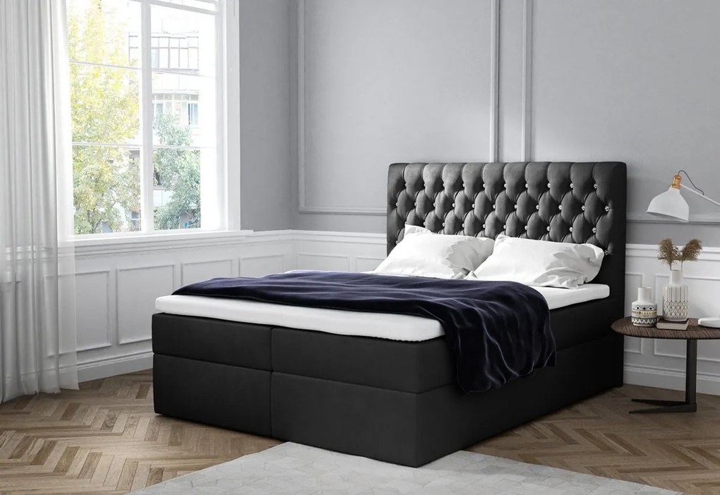 Čalúnená posteľ boxspring TOMIO + úložný priestor + vrchný matrac - jasmine 20 / 180x200