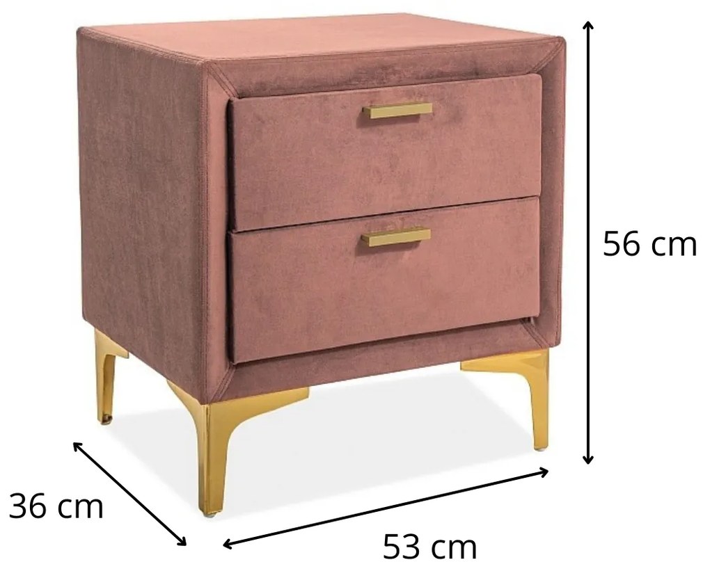 Noční stolek Monako sametově růžový