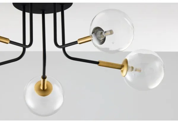 Jupiter 2040 - Luster na tyči BURANO 5xG9/10W/230V čierna/zlatá/číra