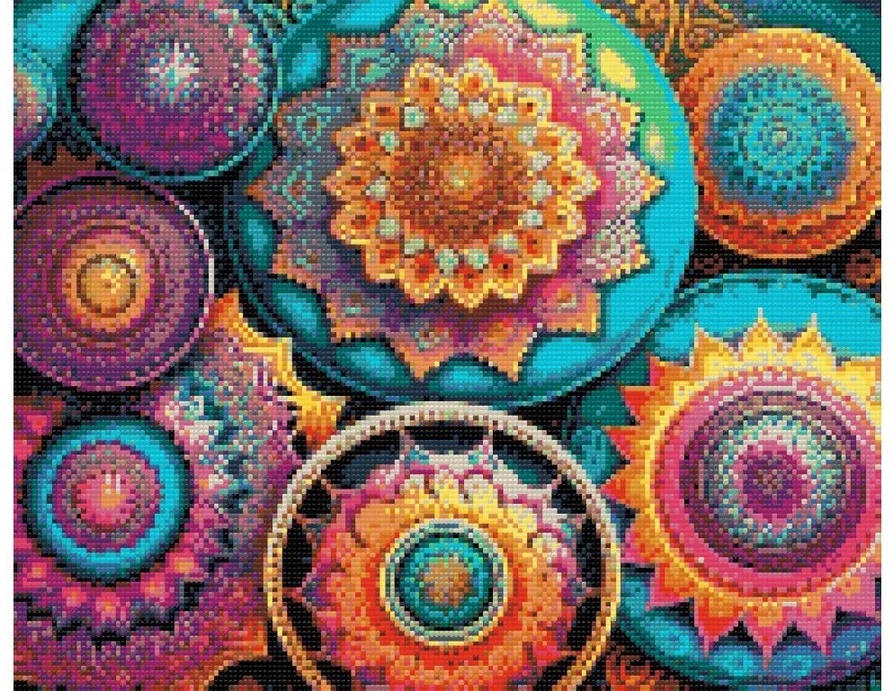Gario Diamantové maľovanie Mandala, kvetinový vzor Rozmery: 40 x 50 cm, Rámovanie: Iba zrolované plátno, Diamanty: Štvorcové