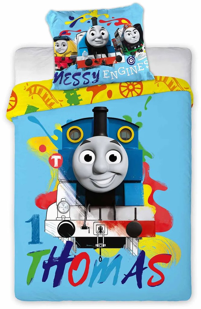 DETSKÉ POSTEĽNÉ OBLIEČKY THOMAS 100X135 CM, 1KS 40X60 CM VZOROVANÉ