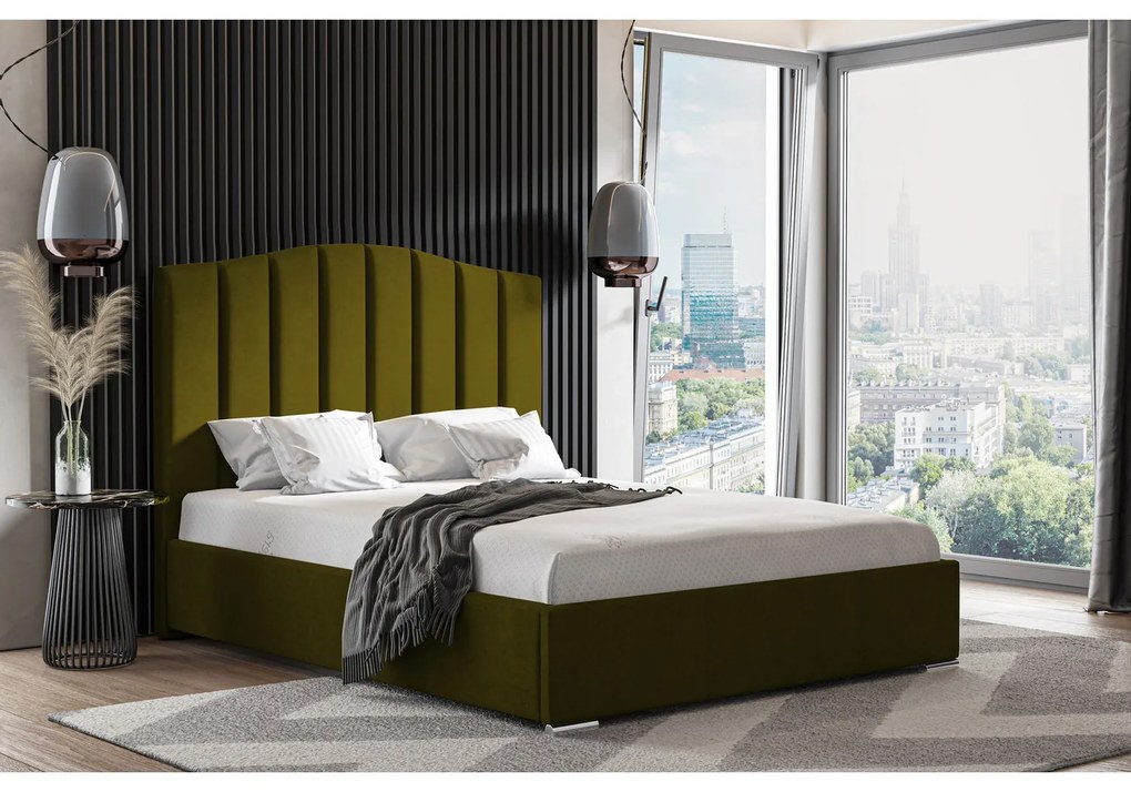 Posteľ HOLDEN 21 STANDARD 120x200 cm - strieborné nohy Zelená