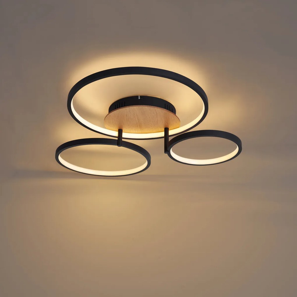 Moderné stropné svietidlo drevo vrátane LED 3-stupňové stmievateľné 3-svetlá - Rondas