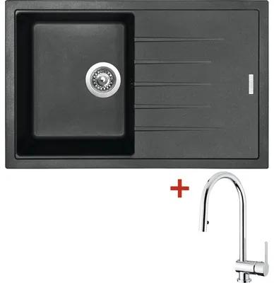 Granitový drez Sinks Best 780 s batériou Mix 350 P 500x780 mm čierny