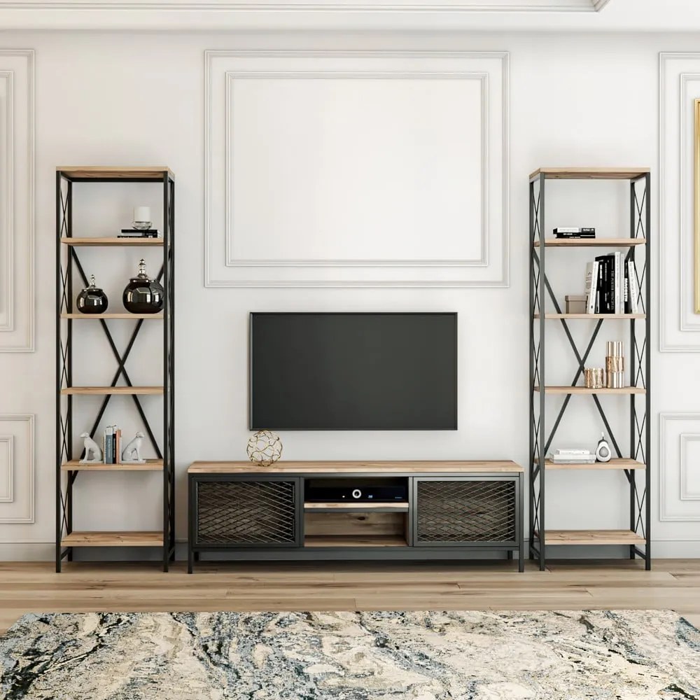 Antracitovosivá/prírodná TV súprava 150x47 cm Maxim – Kalune Design