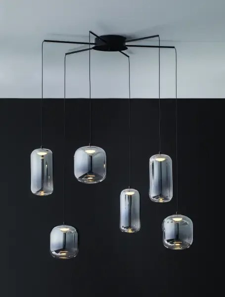 LED čierno-šedý dizajnový luster Aelia 6