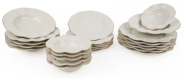 24-dielna jedálenská súprava biela/zlatá/porcelán