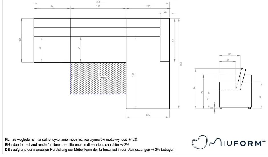 Béžová rozkladacia modulárna rohová pohovka s úložným priestorom (pravý roh) Lulu – Miuform