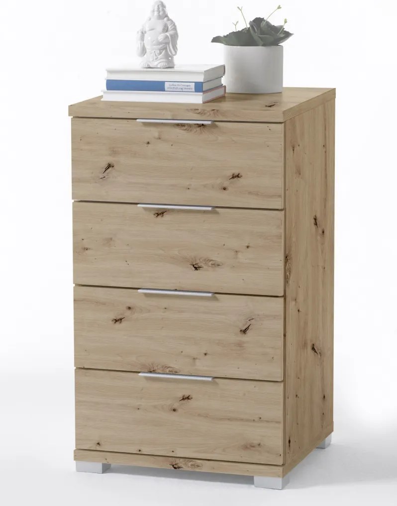 Nočný stolík/skrinka so 4 zásuvkami Smilla, výška 79 cm, dub artisan