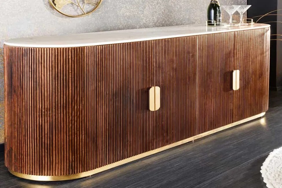 Luxusná komoda z masívu s mramorovou doskou Gatsby Mango 170cm