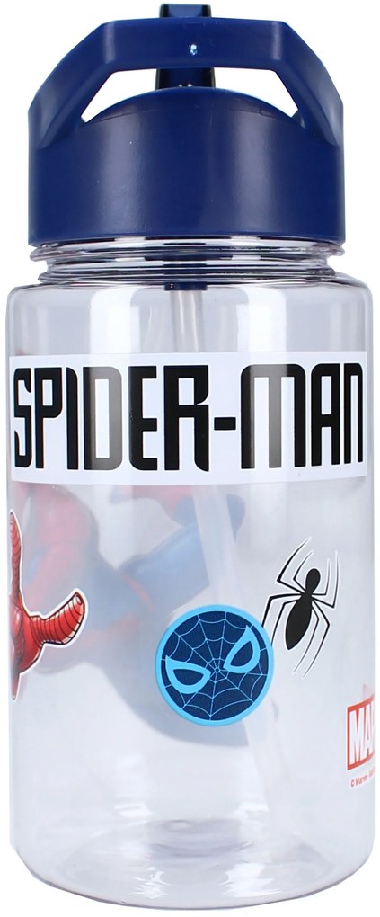 Plastová fľaša na pitie Spiderman so slamkou a uškom - 450 ml