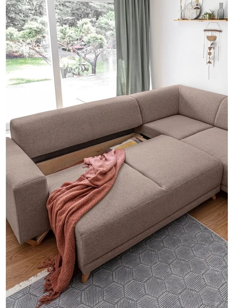 Hnedá rozkladacia/s úložným priestorom rohová pohovka (pravý roh/do L) Classy Sophie – Miuform