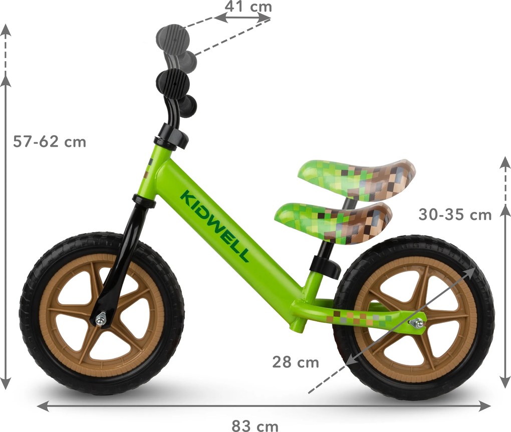Kidwell Rebel odrážadlo pre deti 80–120 cm – ľahké 2,64 kg, EVA 28 cm, oceľový rám