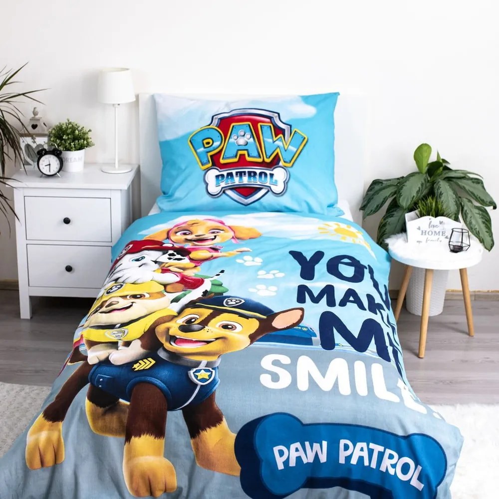 Bavlnené detské obliečky so svietiacim efektom na jednolôžko 140x200 cm Paw Patrol – Jerry Fabrics
